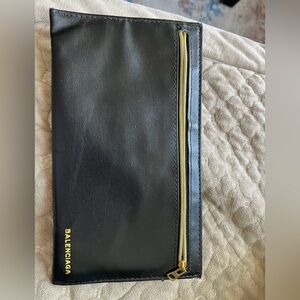 Balenciaga Black Toiletry Bag with Gold Accents
